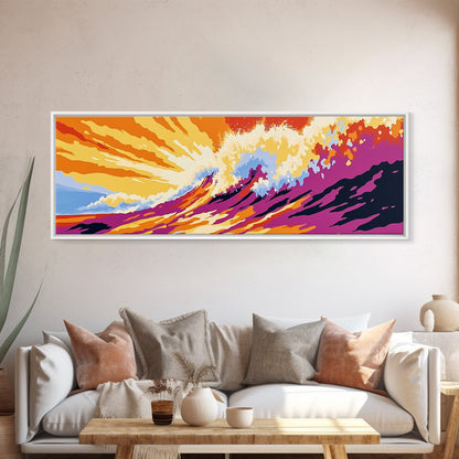 Ocean Wave, Sunset Surf, Coastal Energy, Canvas Print, Beach Wall Art, Bold Seascape, Vibrant Home Decor, Surfing Aesthetic