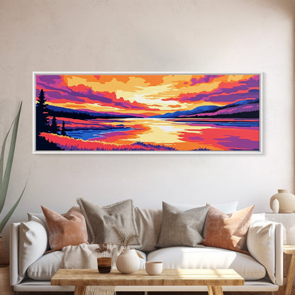 Serene River, Sunset Reflection, Vibrant Scenery, Peaceful Escape, Canvas Print, Nature Wall Art, Living Room Decor, Rustic Aesthetic