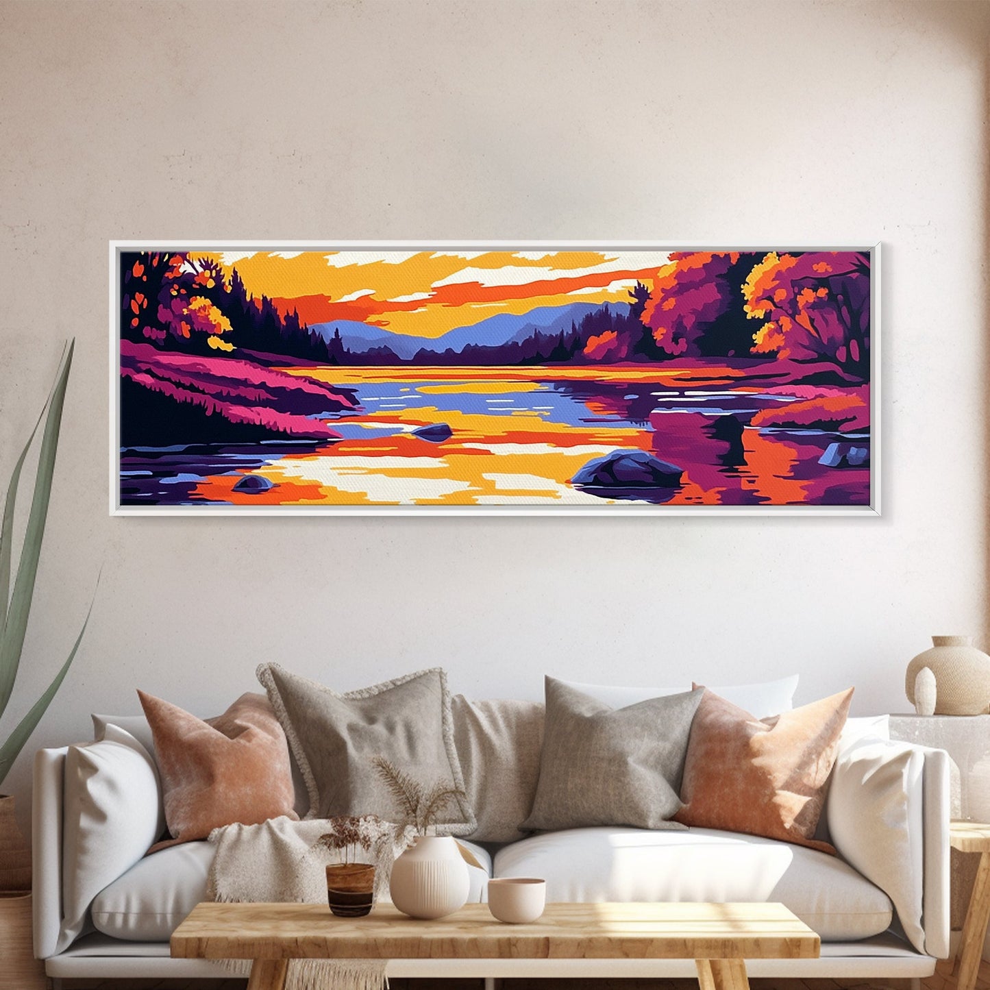 Cliffside Sunset, Dramatic Coast, Serene Waters, Canvas Print, Nature Wall Art, Vibrant Landscape, Boho Decor, Relaxing Atmosphere