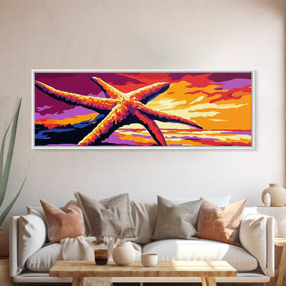 Starfish Sunset, Nautical Wall Art, Coastal Beach Decor, Ocean Scene, Canvas Print, Bold Colors, Seaside Living Room, Summer Vibes