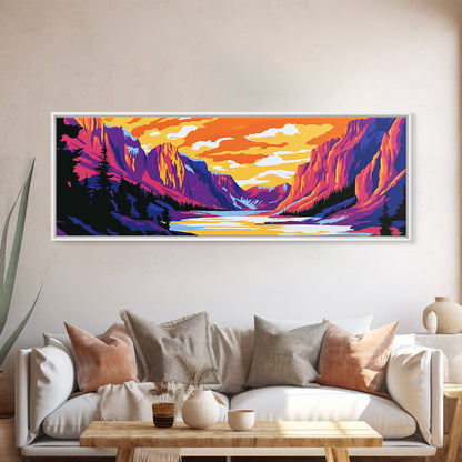 Mountain, Valley, Sunset, Framed Canvas Print, Bold Landscape Art, Nature Scene, Cabin Decor, Warm Tones, Rustic Wall Art, Adventure Art