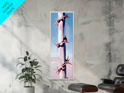 Barbed Wire Fence, Rustic Western, Moody Pink Art, Framed Canvas Print, Minimalist Farmhouse, Modern Wall Art, Entryway Decor