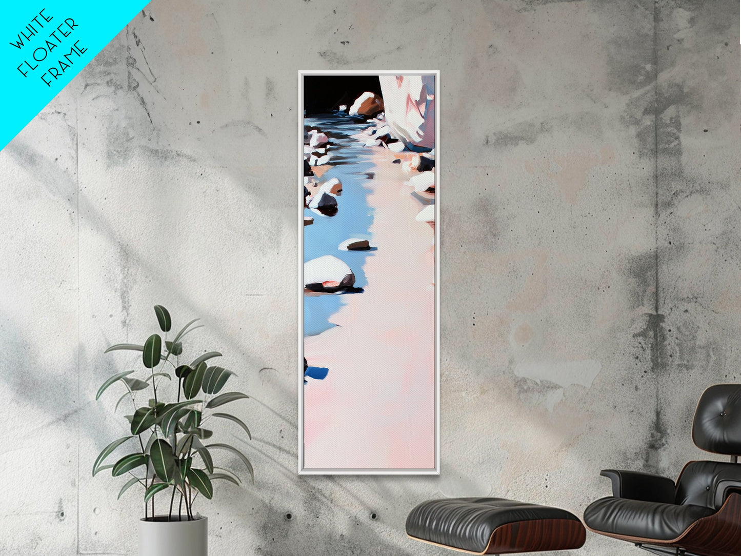 River Rocks, Tranquil Water, Nature Scene, Canvas Print, Zen Wall Art, Neutral Home Decor, Modern Minimalist, Office Wall Aesthetic