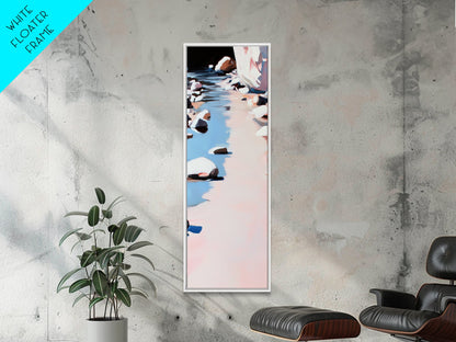 River Rocks, Tranquil Water, Nature Scene, Canvas Print, Zen Wall Art, Neutral Home Decor, Modern Minimalist, Office Wall Aesthetic