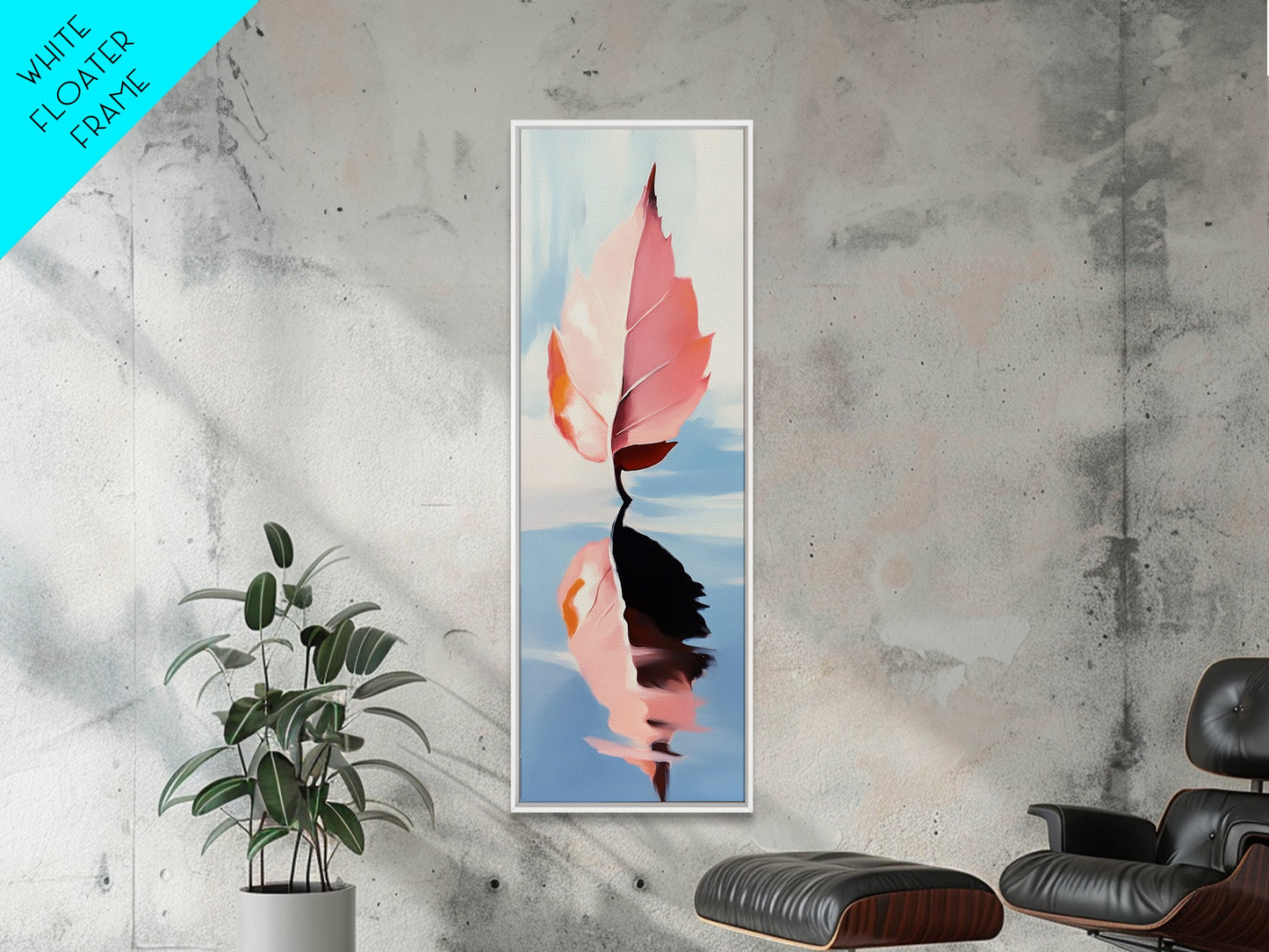 Floating Leaf, Autumn Reflection, Water Stillness, Canvas Print, Fall Wall Art, Minimalist Aesthetic, Tranquil Decor, Nature Inspired