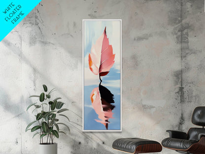 Floating Leaf, Autumn Reflection, Water Stillness, Canvas Print, Fall Wall Art, Minimalist Aesthetic, Tranquil Decor, Nature Inspired