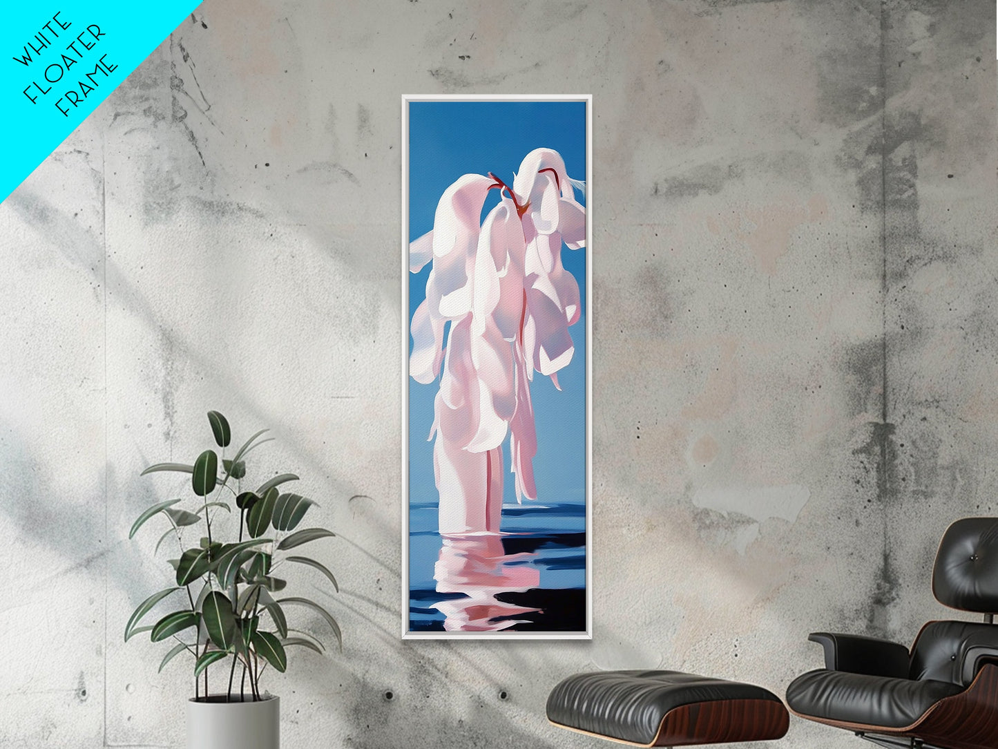 Abstract Floral Art, Soft Pink Flowers, Modern Minimalist Decor, Elegant Botanical Painting, Bedroom Wall Art, Canvas Print