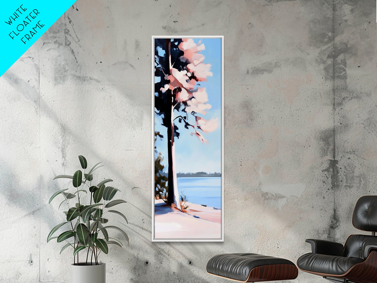 Lakeside Tree, Nature Artwork, Coastal Wall Art, Serenity Print, Canvas Print, Boho Landscape, Minimalist Art, Neutral Tones, Home Decor