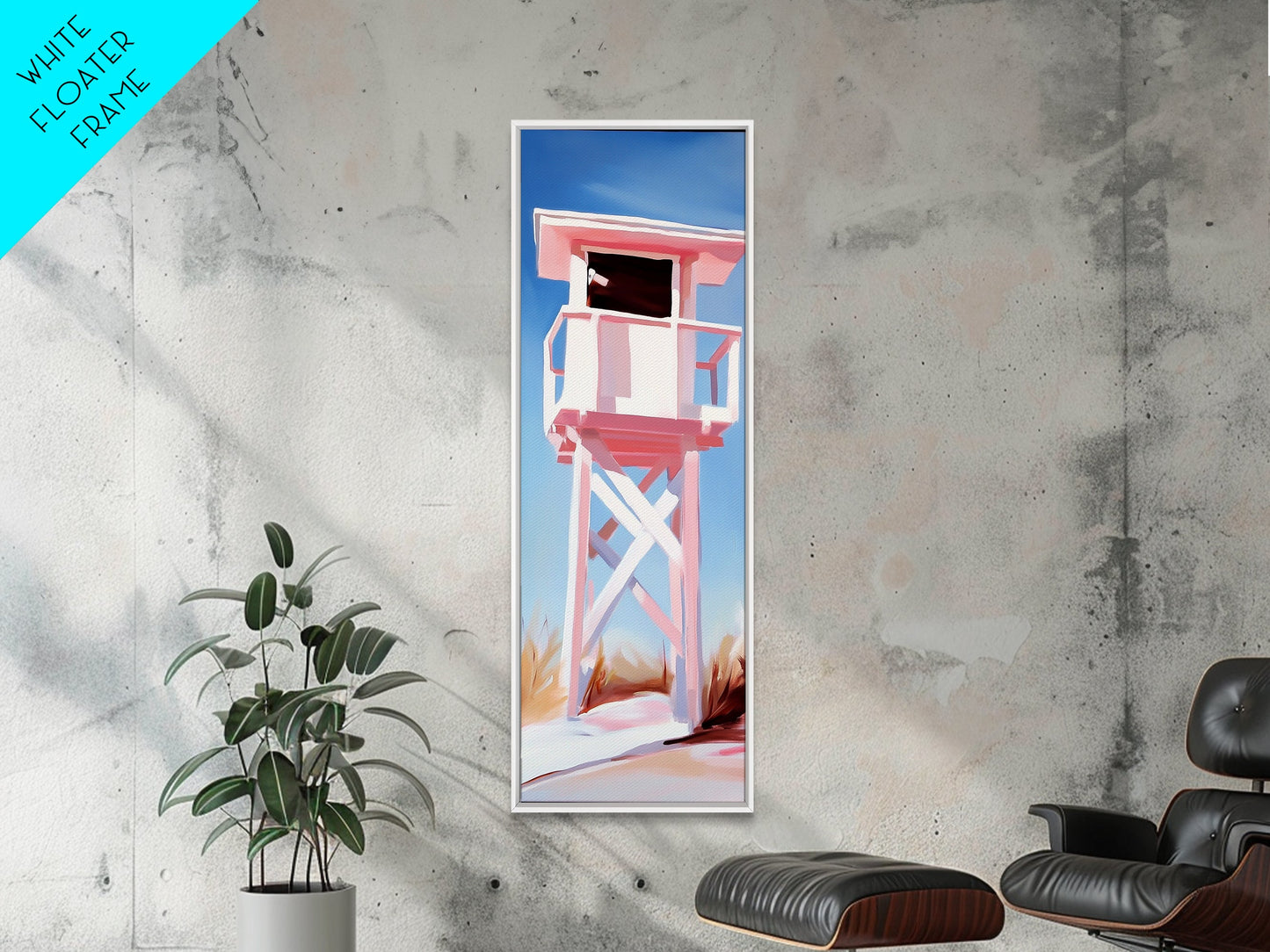 Lifeguard Tower, Beach House Art, Coastal Minimalism, Summer Seascape, Canvas Print, Nautical Theme, Modern Wall Art, Living Room Decor