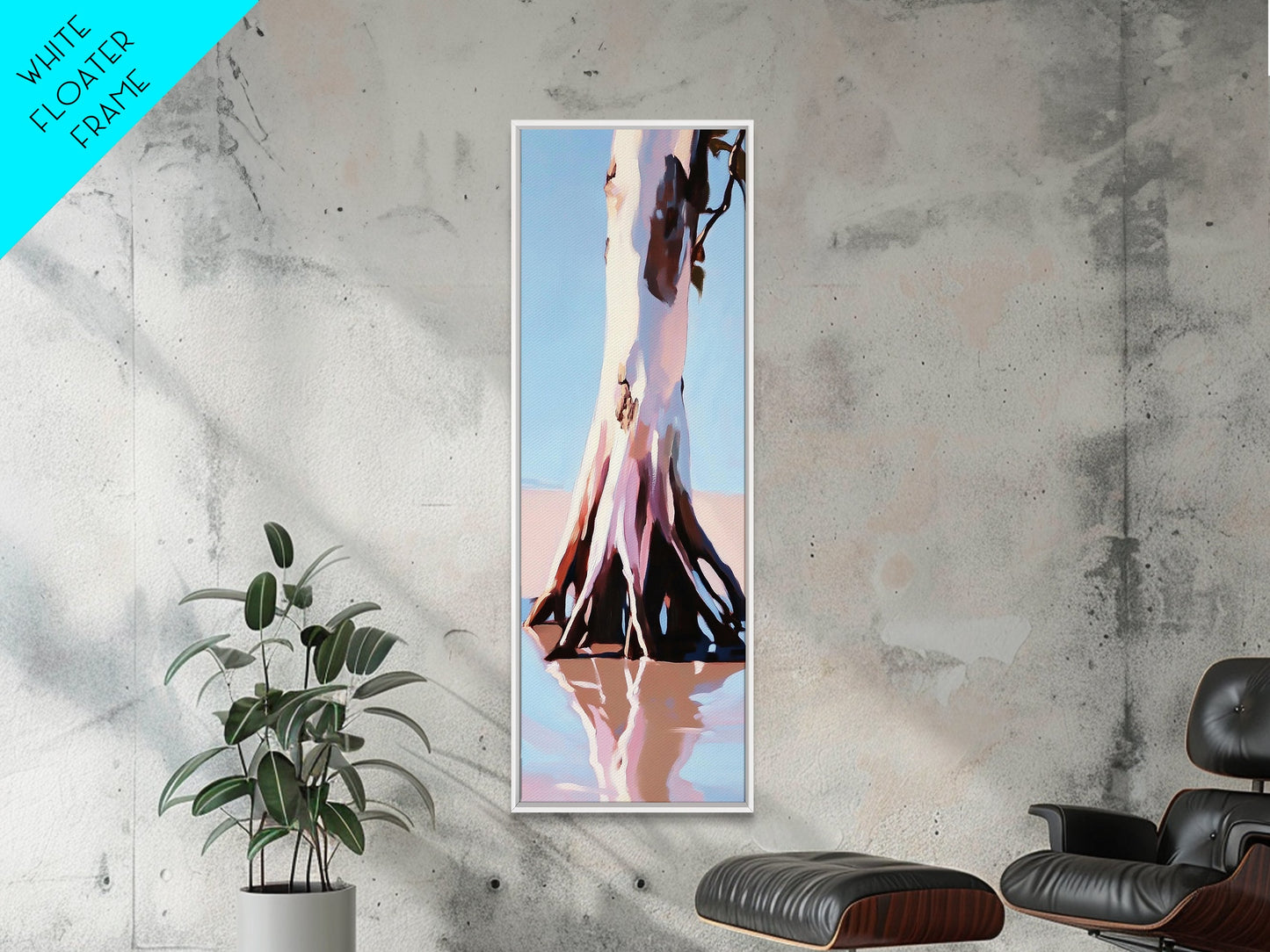 Tree trunk Coastal Home Decor, Blue Sky Painting, Seaside Aesthetic, Living Room Art, Canvas Print, Housewarming Gift