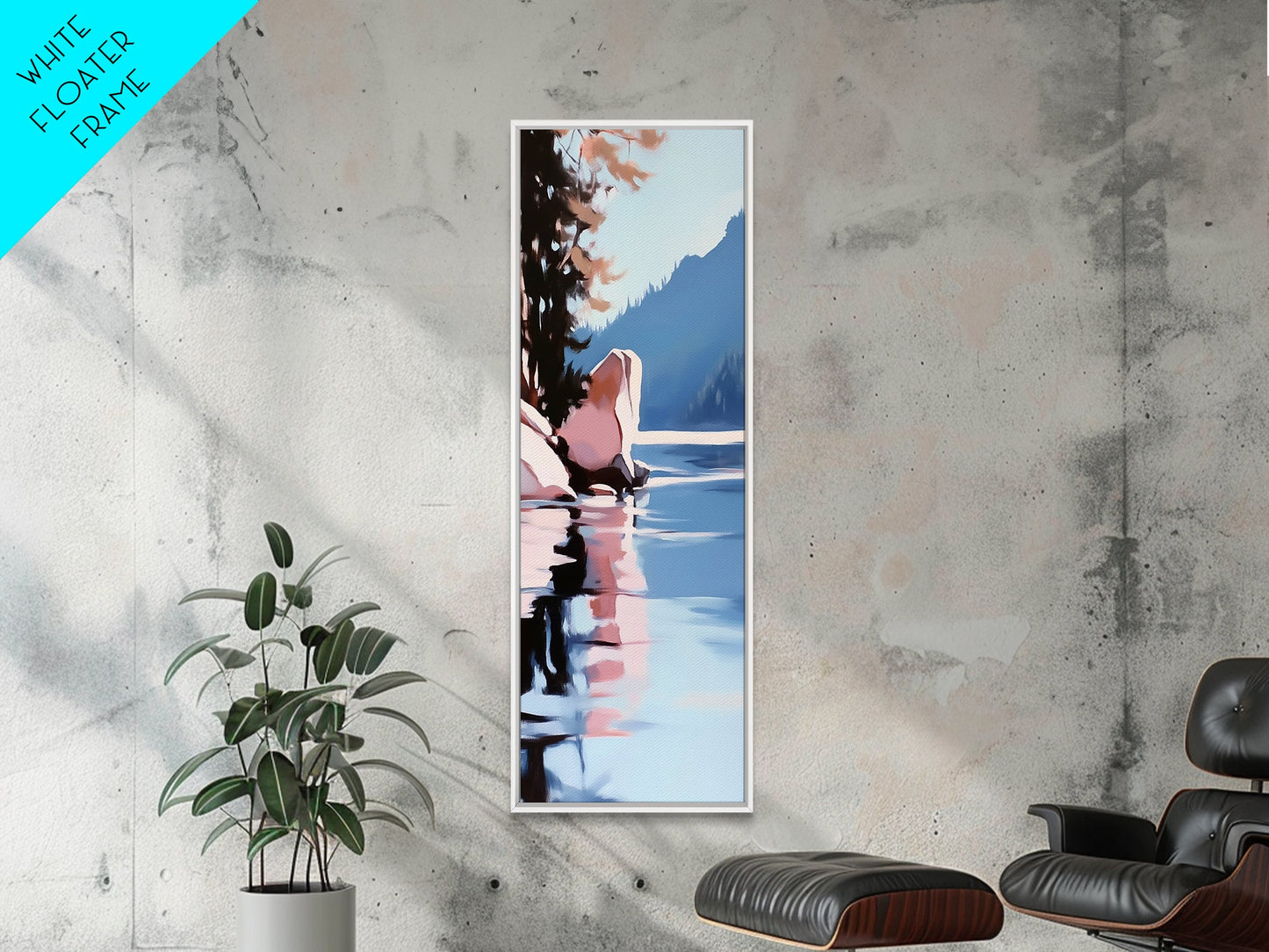 Reflective Landscape, Framed Canvas Print, Surreal Wall Art, Contemporary Home Decor, Living Room Wall Art, Minimalist Coastal Vibes