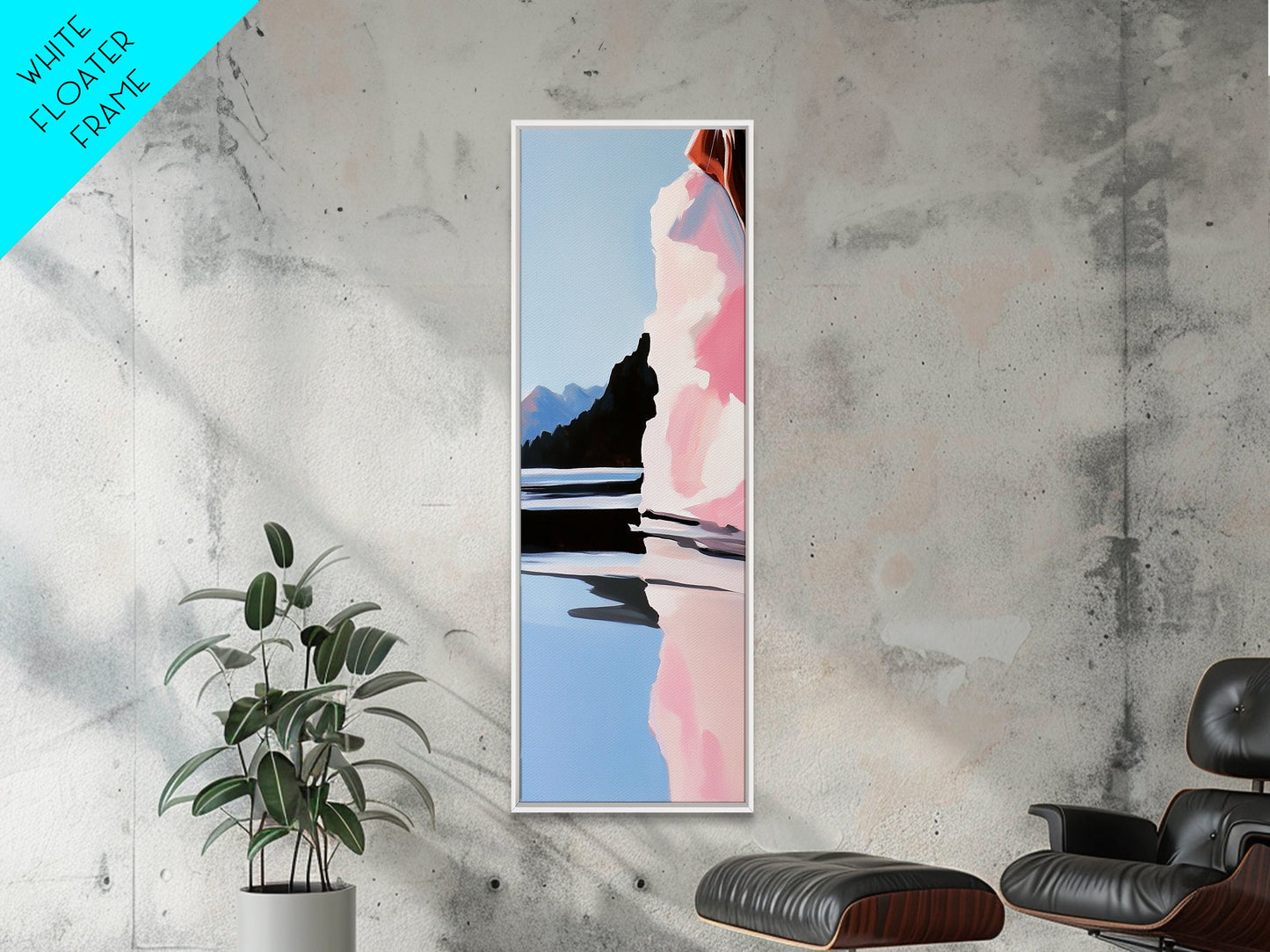 Scenic Lakeside, Moody Landscape, Framed Canvas Print, Nature Art, Soft Earthy Colors, Living Room Wall Art, Modern Minimalist