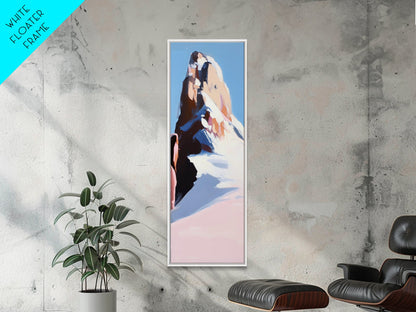 Mountain Modern Landscape, Snowy Peak, Framed Canvas Print, Contemporary Wall Art, Living Room Wall Art, Elegant Fine Art