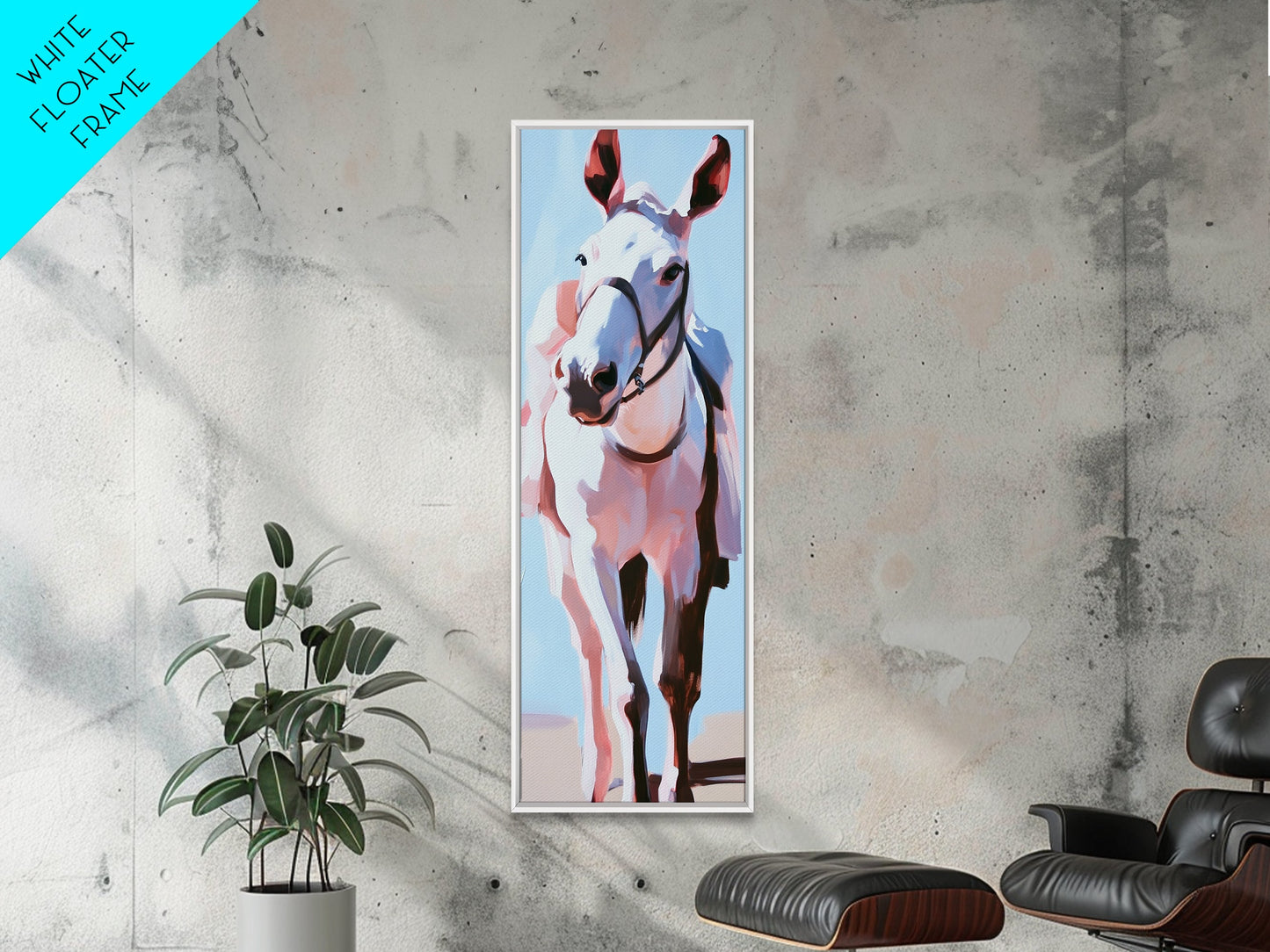 White Horse, Equestrian Art, Modern Farmhouse, Framed Canvas Print, Rustic Wall Art, Boho Western Style, Living Room Wall Art