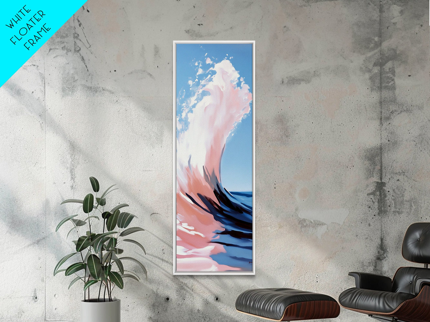 Ocean Wave, Abstract Seascape, Coastal Art, Framed Canvas Print, Modern Beach Wall Art, Minimalist Wave Painting, Living Room Wall Art
