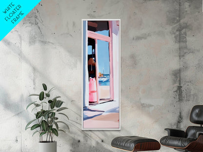 Ocean View, Beach Window, Coastal Reflection, Framed Canvas Print, Dreamy Seaside Scene, Living Room Wall Art, Minimalist Beach House