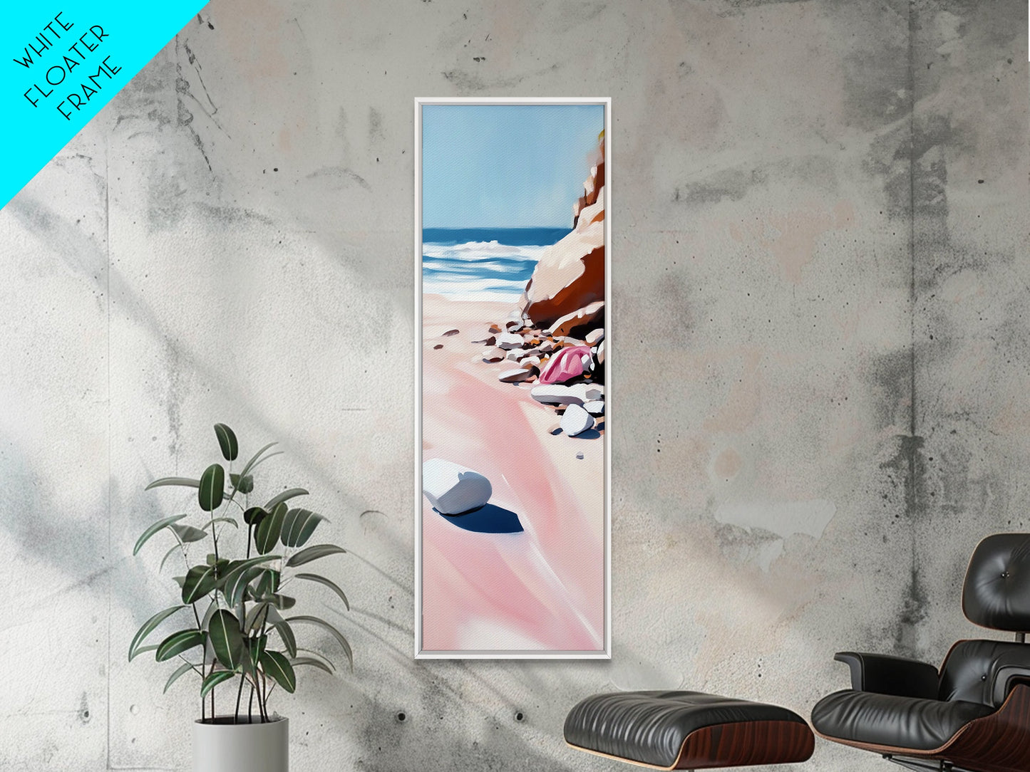 Sandy Beach, Coastal Escape, Ocean Bliss, Canvas Print, Beach House Decor, Minimalist Painting, Living Room Wall Art, Gift, Blue