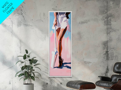 Beach Legs, Summer Vibes, Fashion Wall Art, Modern Minimalist Decor, Coastal Aesthetic, Chic Home Style, Framed Canvas Print