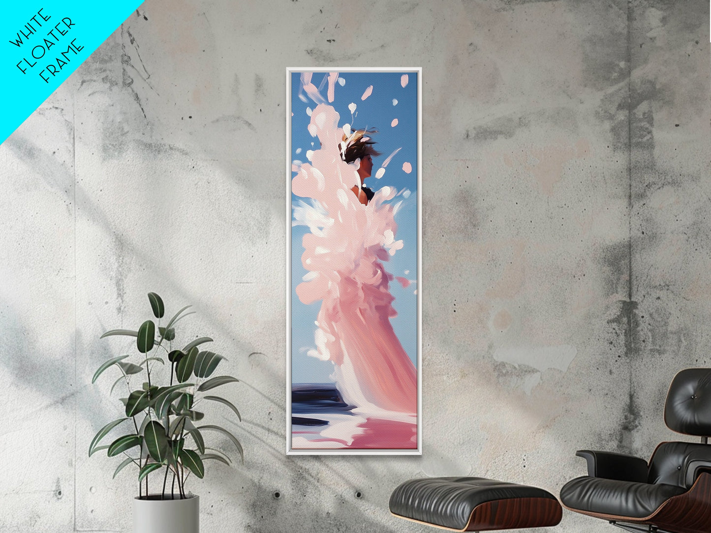 Ocean Splash, Surfer Girl, Dynamic Beach Art, Coastal Living, Vibrant Water Painting, Energetic Waves, Framed Canvas Print