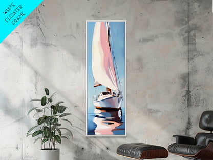 Sailboat Reflection, Nautical Painting, Coastal Wall Art, Canvas Print, Ocean Lover Gift, Modern Seascape, Beach House Decor