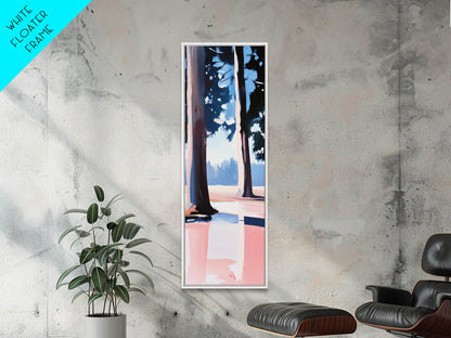 Kiefern, Waldspiegelungen, Ruhige Naturszene, Gerahmter Leinwanddruck, Minimalistische Landschaft, Wandbild mit Waldmotiv, Naturdekoration