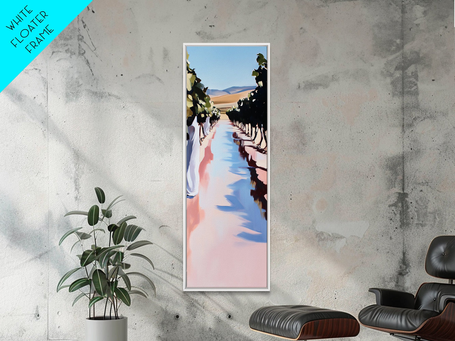 Weinbergweg, sanfte Hügel, ländliches Weinland, Leinwanddruck, naturnahe Wandkunst, elegante Landschaft, idyllische Naturszene