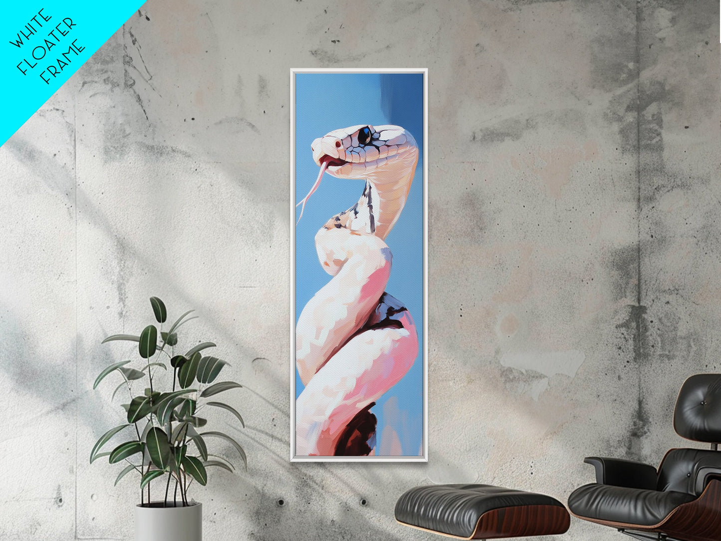 Coiled Snake, Wildlife Wall Art, Nature Print, Modern Animal Art, Framed Canvas Print, Boho Home Decor, Unique Statement Piece