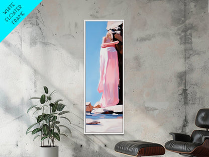 Embracing Couple, Romantic Wall Art, Beach Sunset, Minimalist Love Art, Framed Canvas Print, Dreamy Home Decor, Modern Aesthetic
