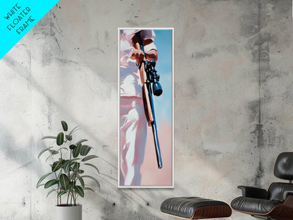 Sniper, Tactical Art, Framed Canvas Print, Military Inspired Decor, Dark Aesthetic, Action Movie Art, Office or Man Cave Wall Art