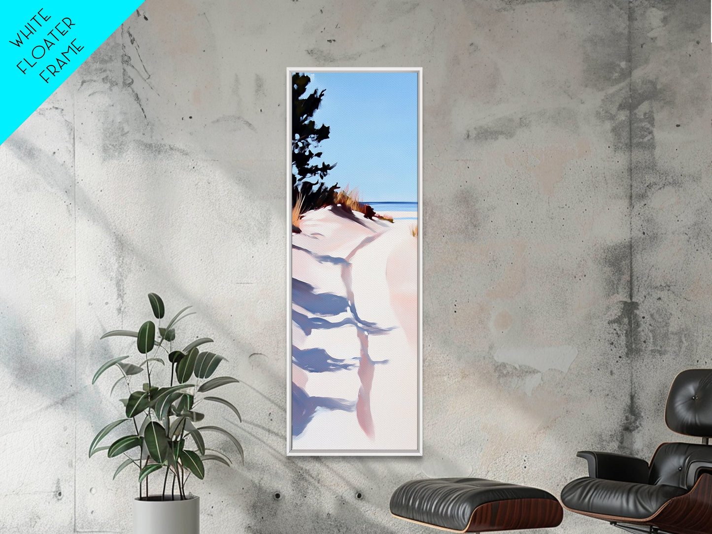 Meerespromenade, Dünen und Schatten, Küstenidylle, sanftes Licht, gerahmter Leinwanddruck, Wandbild fürs Wohnzimmer, Strandhausdeko