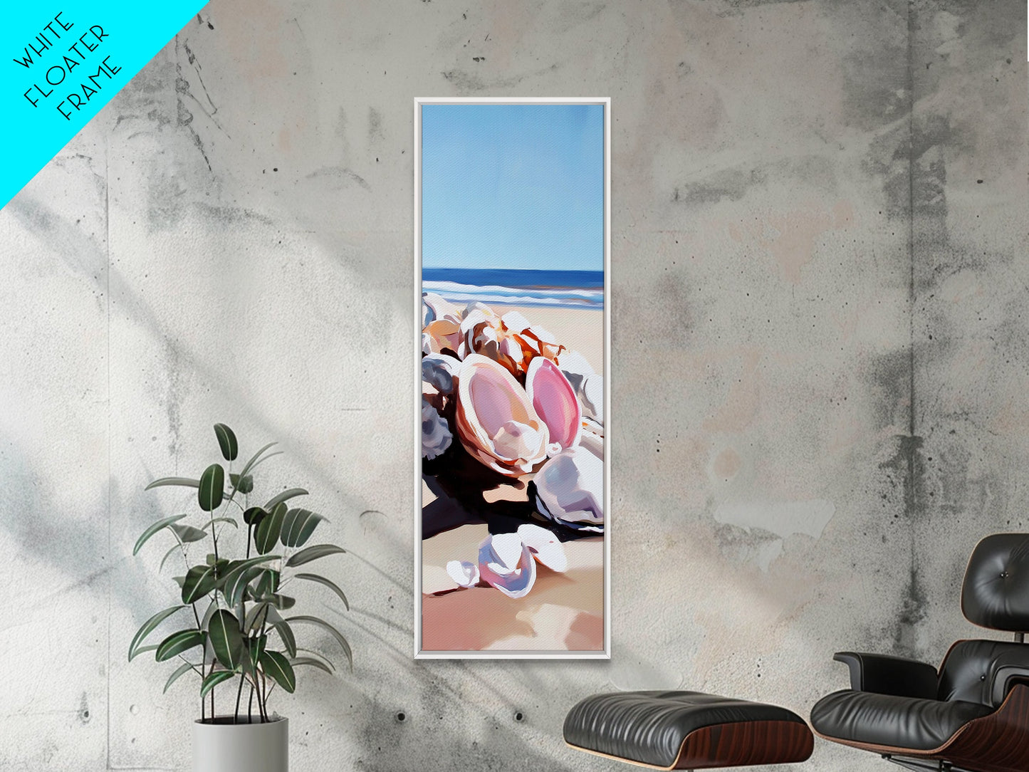 Shell Collection, Seaside Art, Beach Wall Art, Framed Canvas Print, Coastal Aesthetic, Ocean Inspired, Modern Minimalist, Living Room Decor