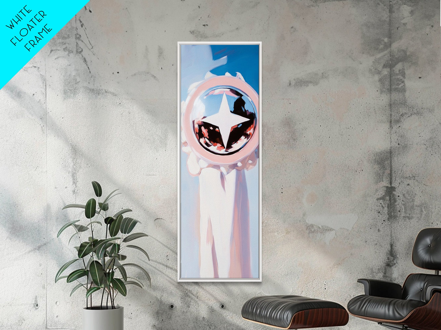 Star Reflection, Abstract Symbol, Modern Wall Art, Framed Canvas Print, Minimalist Aesthetic, Unique Decor, Contemporary Style