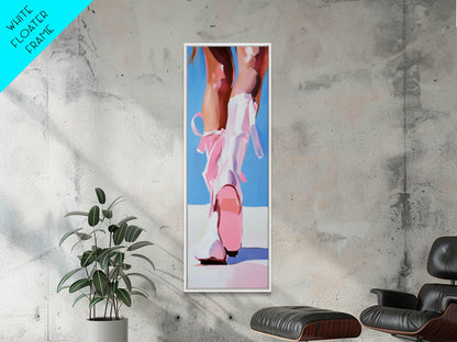 Pink Cowboy Boots, Western Aesthetic, Fashion Art, Canvas Print, Cowgirl Wall Art, Feminine Decor, Boho Style, Chic Bedroom Artwork