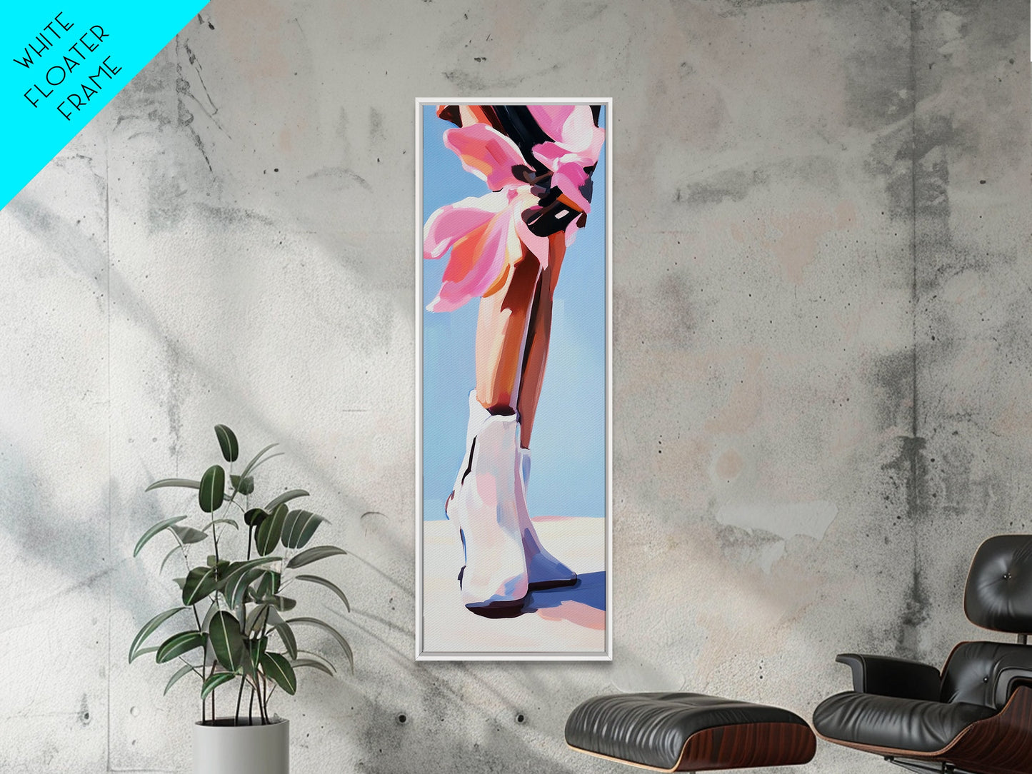 White Cowboy Boots, Boho Fashion, Stylish Art, Framed Canvas Print, Western Wall Decor, Country Chic, Dressing Room Artwork, Gift Idea