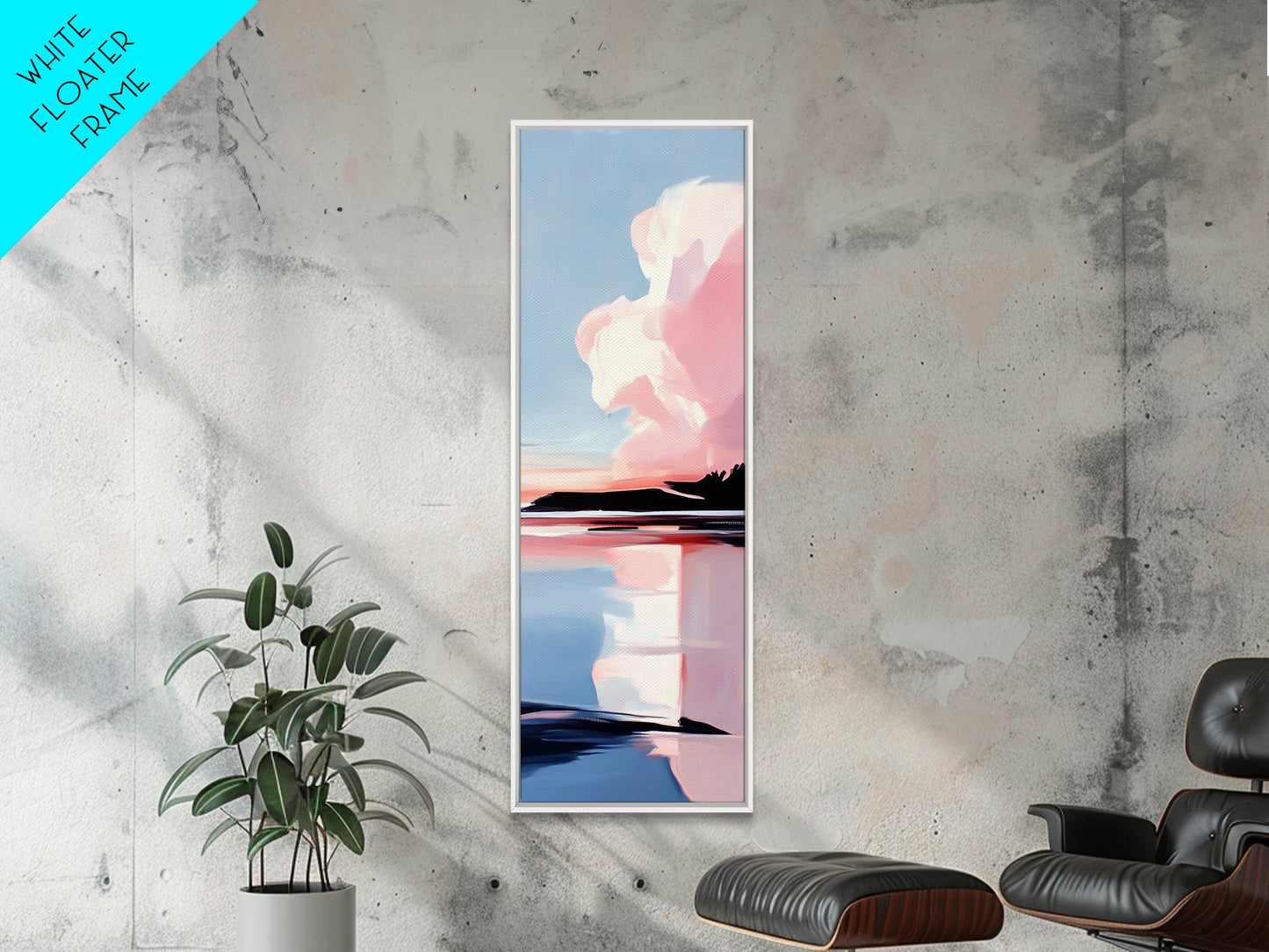 Sunset Reflection, Coastal Wall Art, Abstract Beach Painting, Serene Ocean View, Boho Decor, Canvas Print, Bedroom Wall Art, Office Art