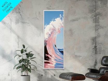 Ocean Wave, Surf Art, Dynamic Seascape, Blue Pink Aesthetic, Beach Lover Gift, Coastal Home Decor, Framed Canvas Print, Modern Wall Art