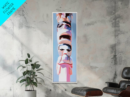 Tribal Totem Pole, Indigenous Art, Abstract Native American Decor, Boho Wall Art, Cultural Artwork, Modern Living Room, Canvas Print
