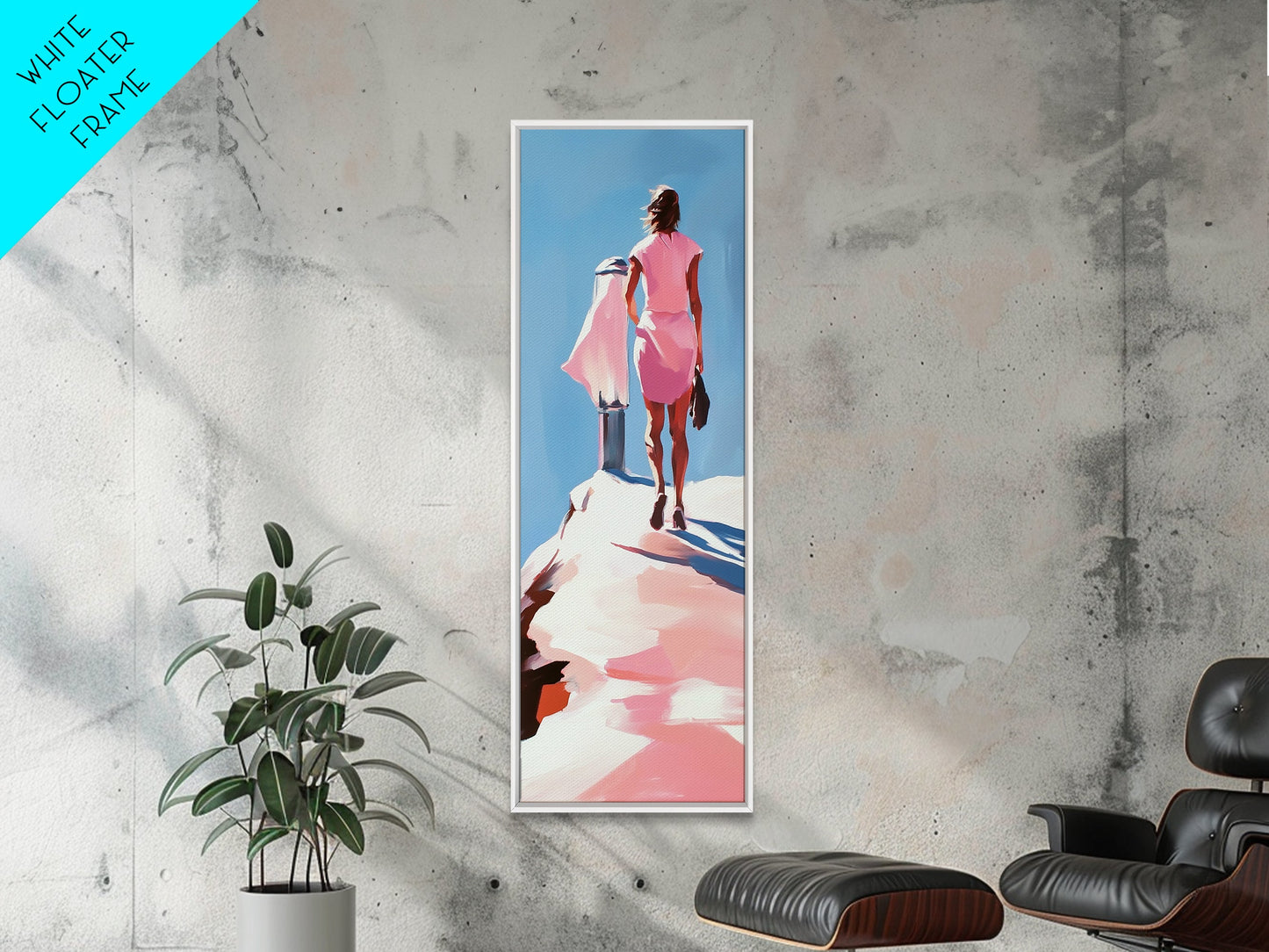 Fashion Model Walking, Feminine Wall Art, Chic Bedroom Decor, Soft Pastel Aesthetic, Minimalist Fashion Illustration, Canvas Print