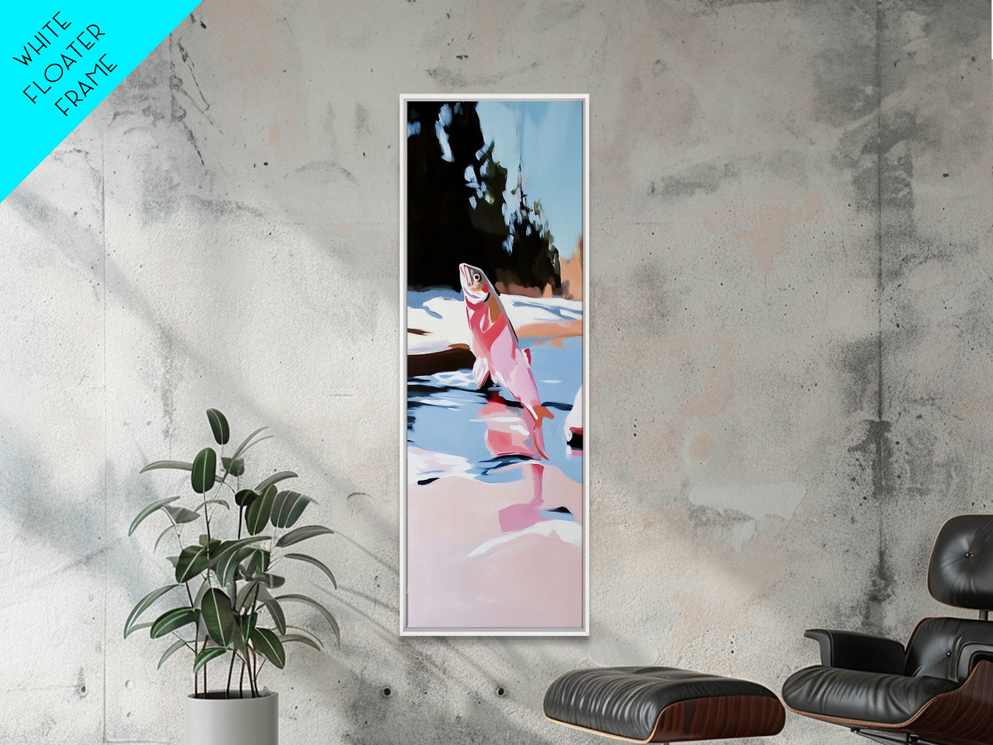 Jumping Fish, Nature Wall Art, Lake House Decor, Canvas Print, Outdoor Adventure, Fishing Theme, Rustic Aesthetic, Wildlife Painting