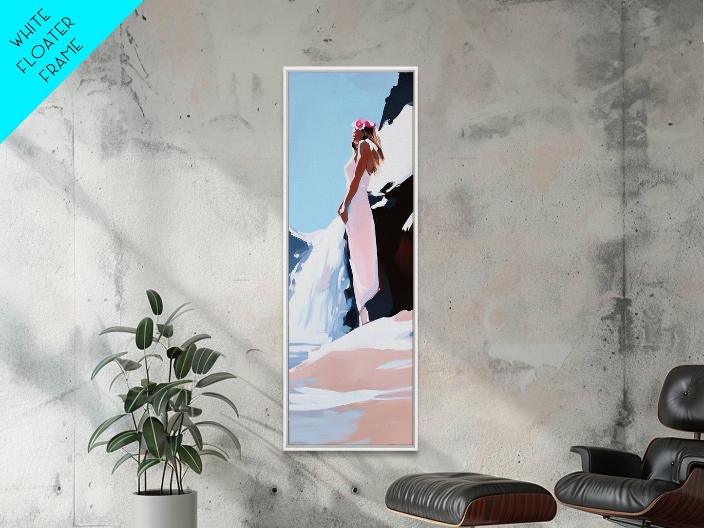 Woman in Nature, Ocean View, Beach Scene, Canvas Print, Romantic Art, Soft Aesthetic, Minimalist Wall Art, Feminine Energy, Serene Mood