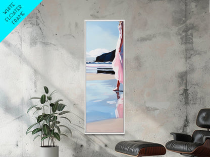 Woman by Ocean, Coastal Art, Canvas Print, Romantic Seascape, Minimalist Decor, Modern Art, Pastel Beach Scene, Living Room Wall Art