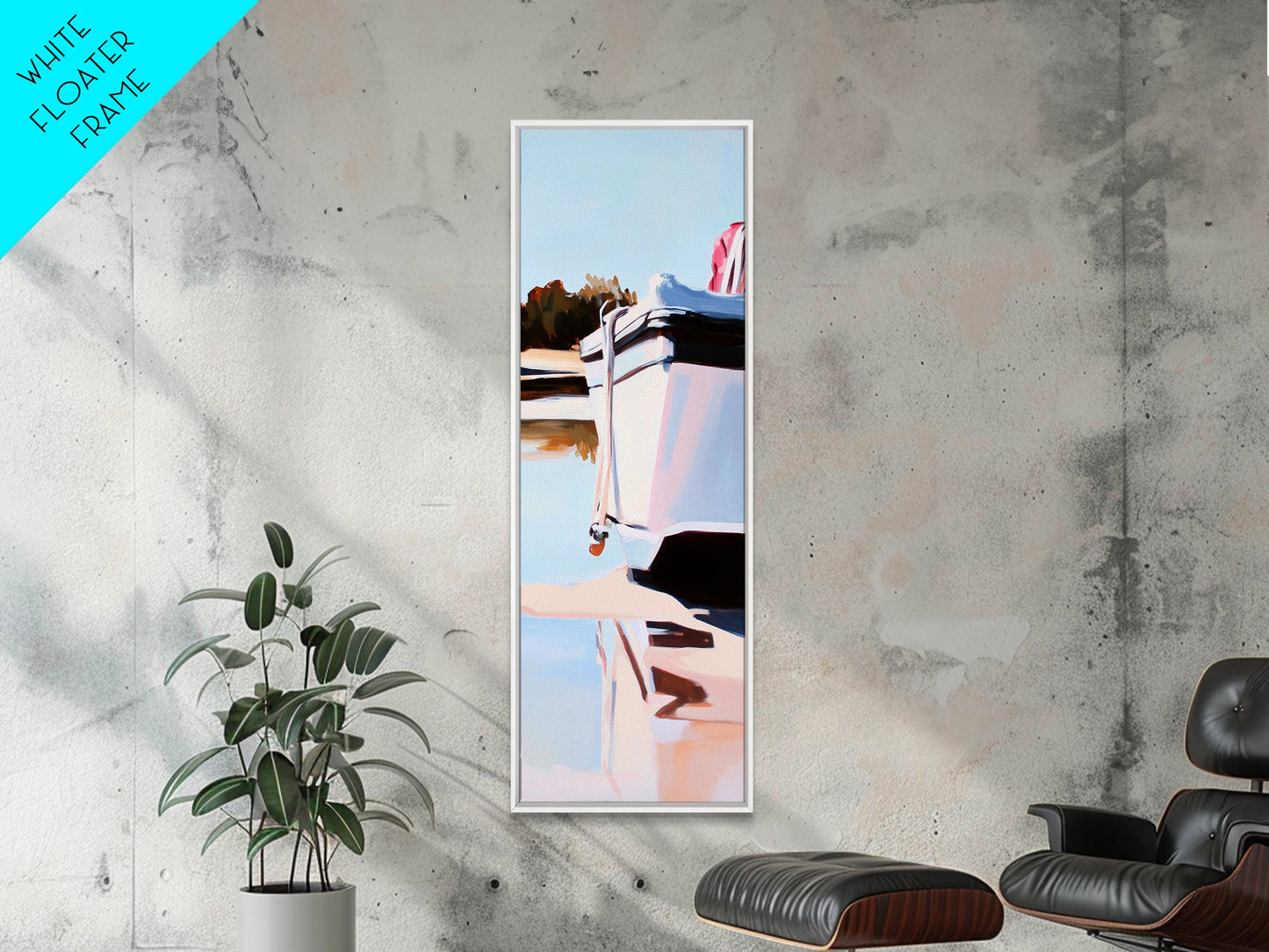 Lakeside Escape, Tranquil Water Scene, Nature Serenity, Framed Canvas Print, Coastal Home Decor, Peaceful Wall Art, Minimalist Art