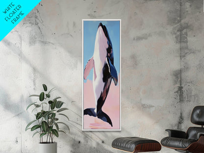 Jumping Whale, Ocean Waves, Marine Life, Canvas Print, Nautical Wall Art, Beach House Decor, Blue Coastal Art, Living Room Wall Art