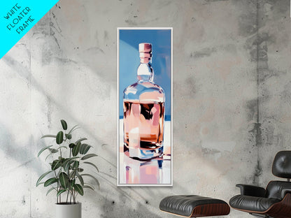 Whiskey Bottle, Elegant Bar, Glass Reflection, Canvas Print, Kitchen Wall Art, Modern Liquor Decor, Man Cave Art, Rustic Bar Wall Art