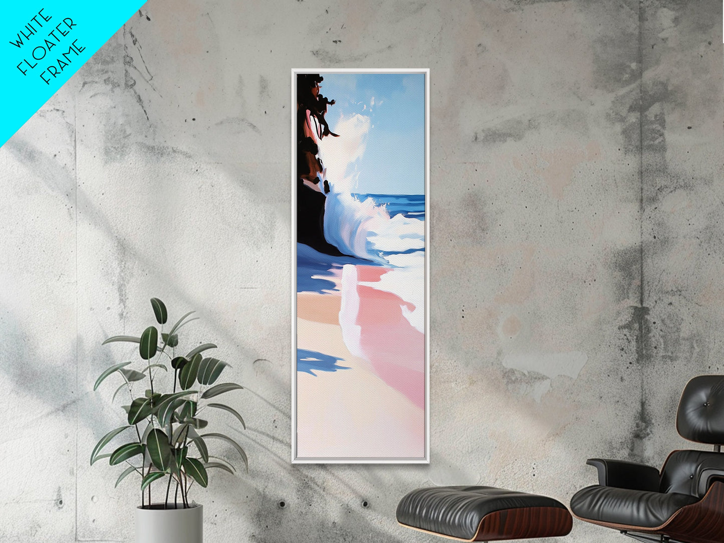 Meereswelle, Küstenkunst, moderne Meereslandschaft, blaue Wanddekoration, Wohnzimmerbild, minimalistische Kunst, Leinwanddruck, maritimer Stil