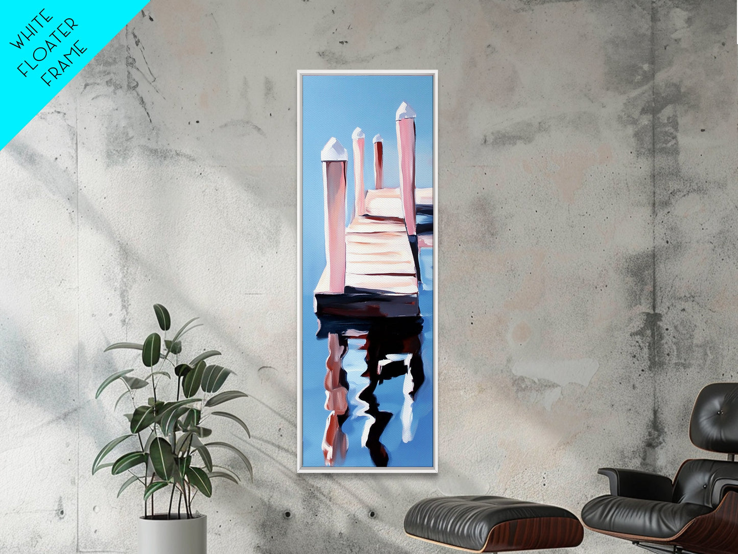 Dock Reflection, Nautical Decor, Seaside Wall Art, Canvas Print, Minimalist Art, Coastal Aesthetic, Blue Wall Art, Modern Home Decor