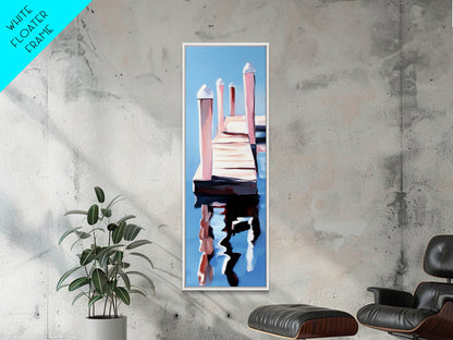 Dock Reflection, Nautical Decor, Seaside Wall Art, Canvas Print, Minimalist Art, Coastal Aesthetic, Blue Wall Art, Modern Home Decor
