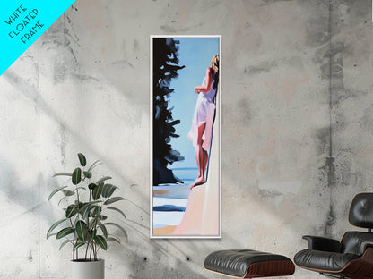 Woman On Cliff, Boho Wall Art, Feminine Canvas Print, Minimalist Decor, Dreamy Aesthetic, Coastal Style, Nature Art, Peaceful Decor