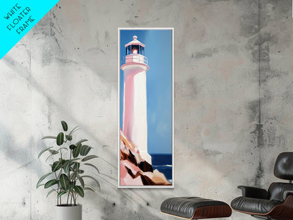 Lighthouse Serenity, Coastal Escape, Ocean Calm, Canvas Print, Nautical Wall Art, Minimalist Decor, Beach House Aesthetic, Office Art