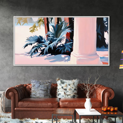 Palm Tree Painting, Coastal Tropical Art, Minimalist Summer Aesthetic, Soft Pastel Beach Decor, Boho Home Wall Art, Canvas Print